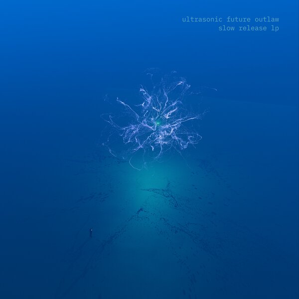 slow release lp cover: a luminous form suspended in deep blue